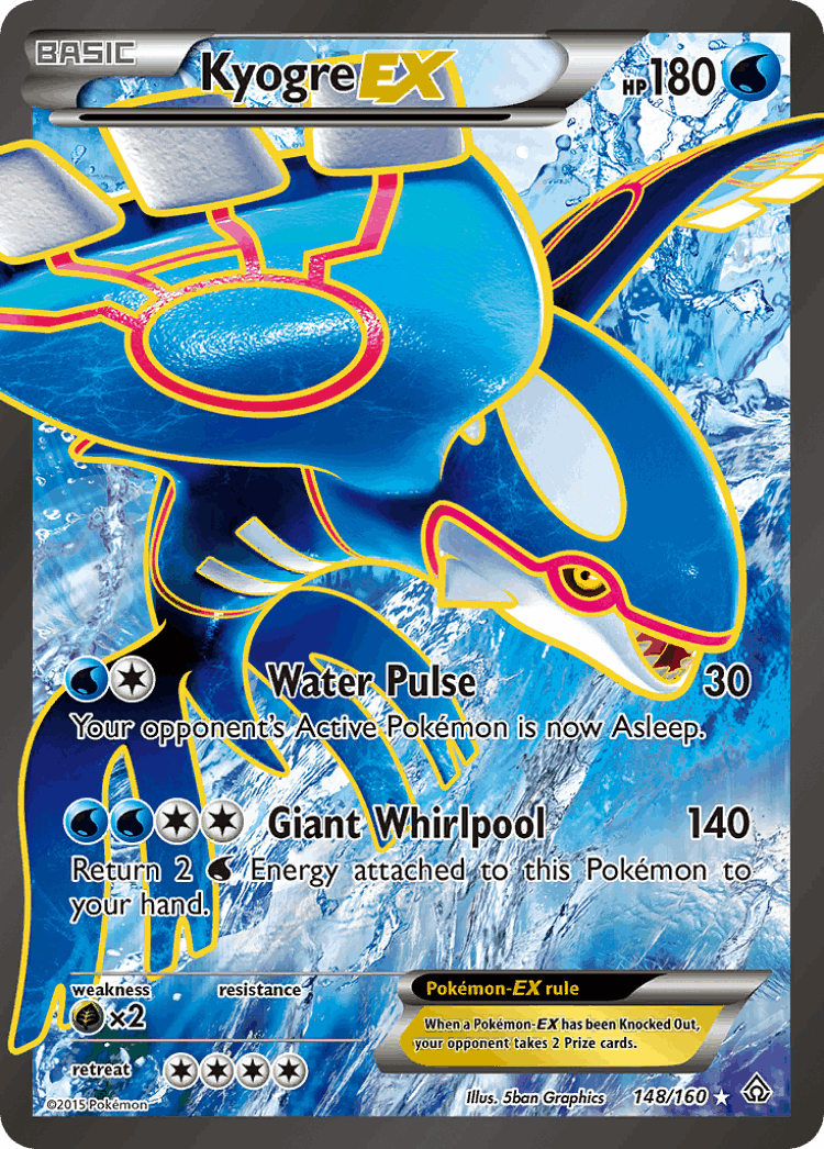 Kyogre-EX #148 from Primal Clash - Rare Ultra - Illustrated by 5ban Graphics