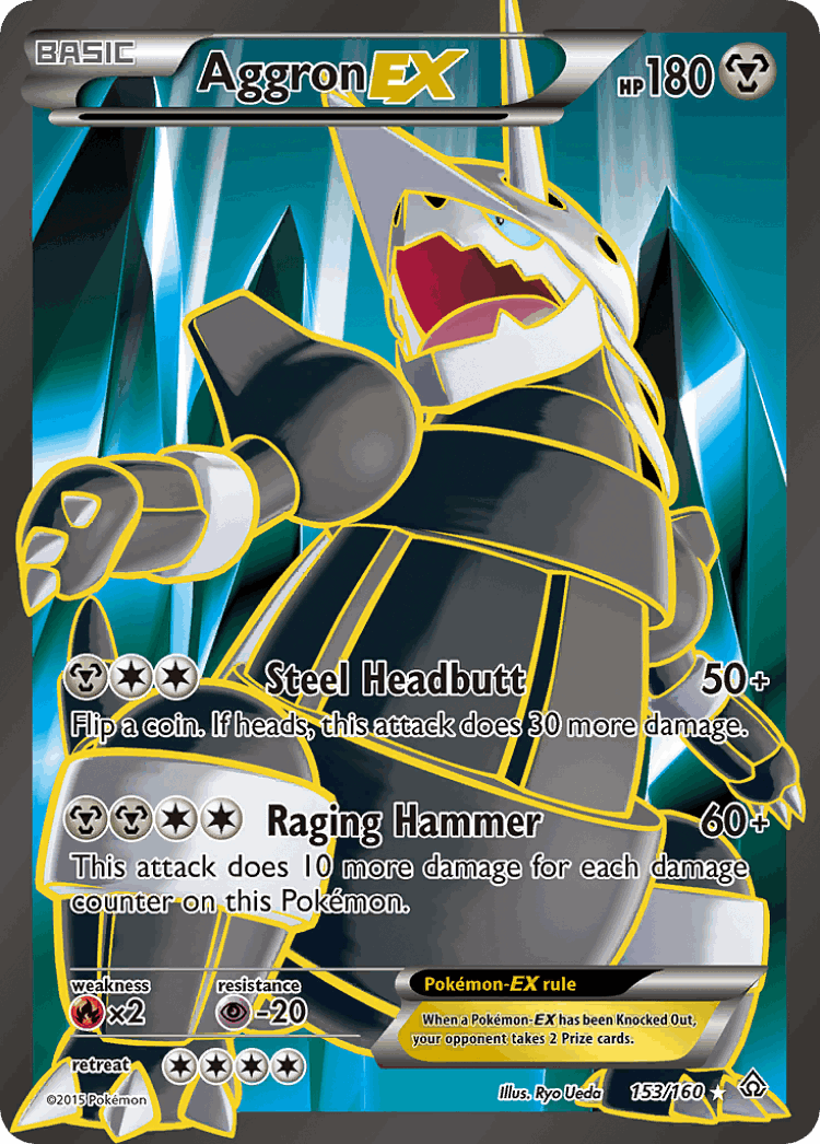 Aggron-EX #153 from Primal Clash - Rare Ultra - Illustrated by Ryo Ueda