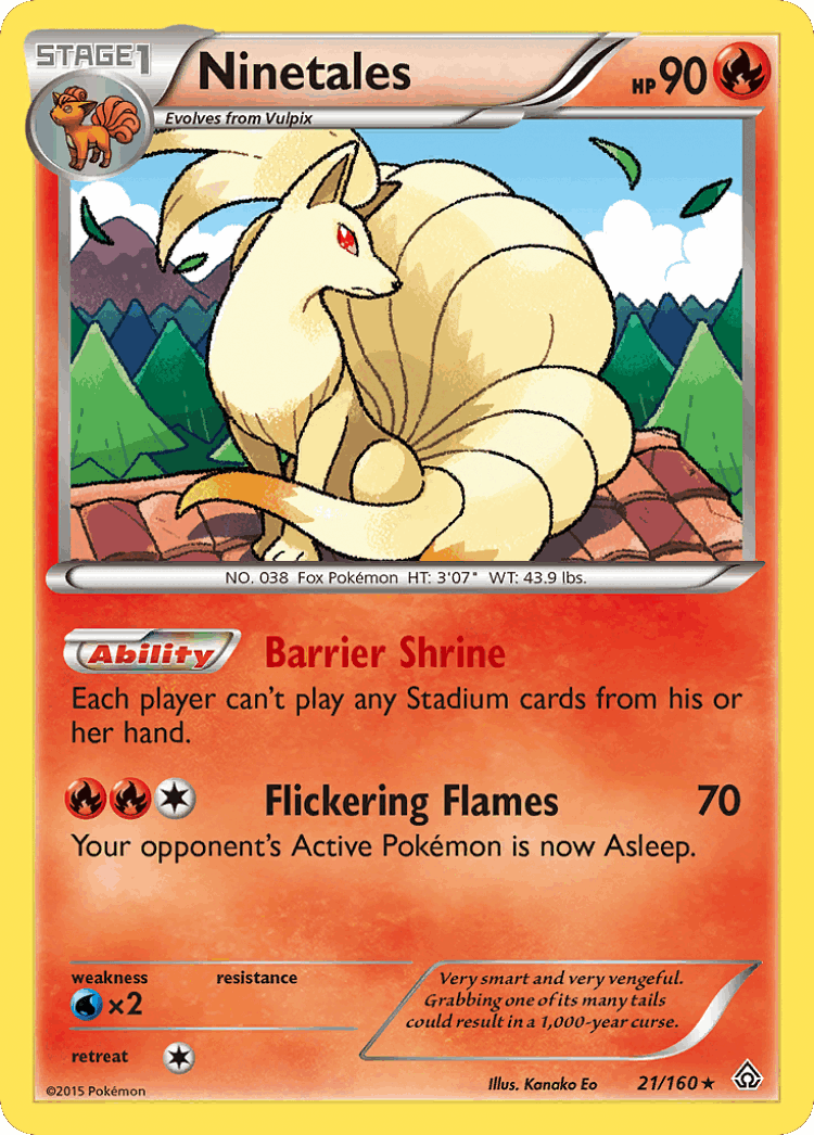 Ninetales #21 from Primal Clash - Rare - Illustrated by Kanako Eo