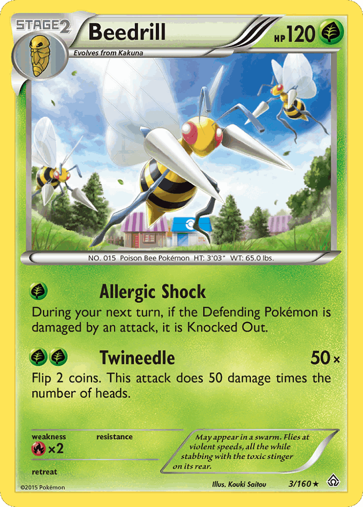 Beedrill #3 from Primal Clash - Rare - Illustrated by Kouki Saitou