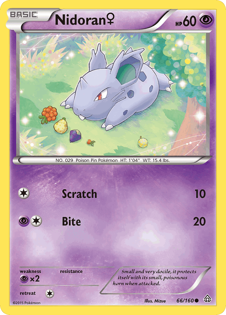Nidoran ♀ #66 from Primal Clash - Common - Illustrated by Mizue