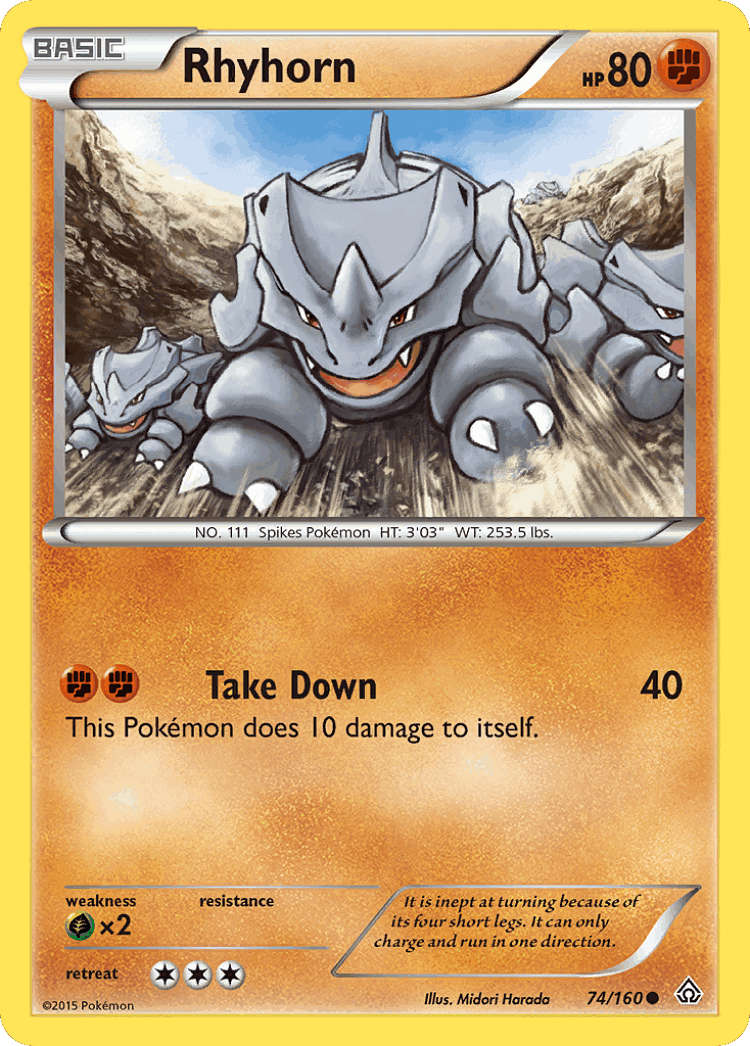 Rhyhorn #74 from Primal Clash - Common - Illustrated by Midori Harada