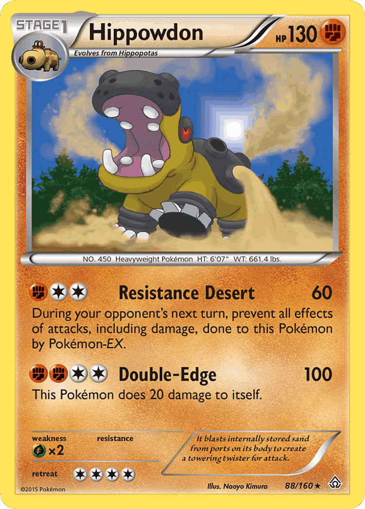 Hippowdon #88 from Primal Clash - Rare Holo - Illustrated by Naoyo Kimura