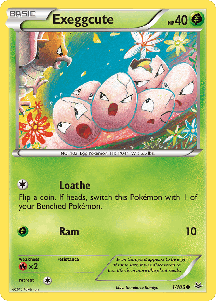 Exeggcute #1 from Roaring Skies - Common - Illustrated by Tomokazu Komiya