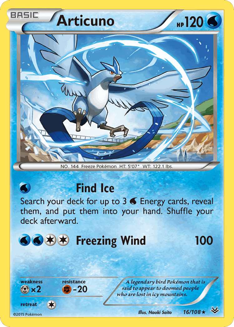 Articuno #16 from Roaring Skies - Rare - Illustrated by Naoki Saito