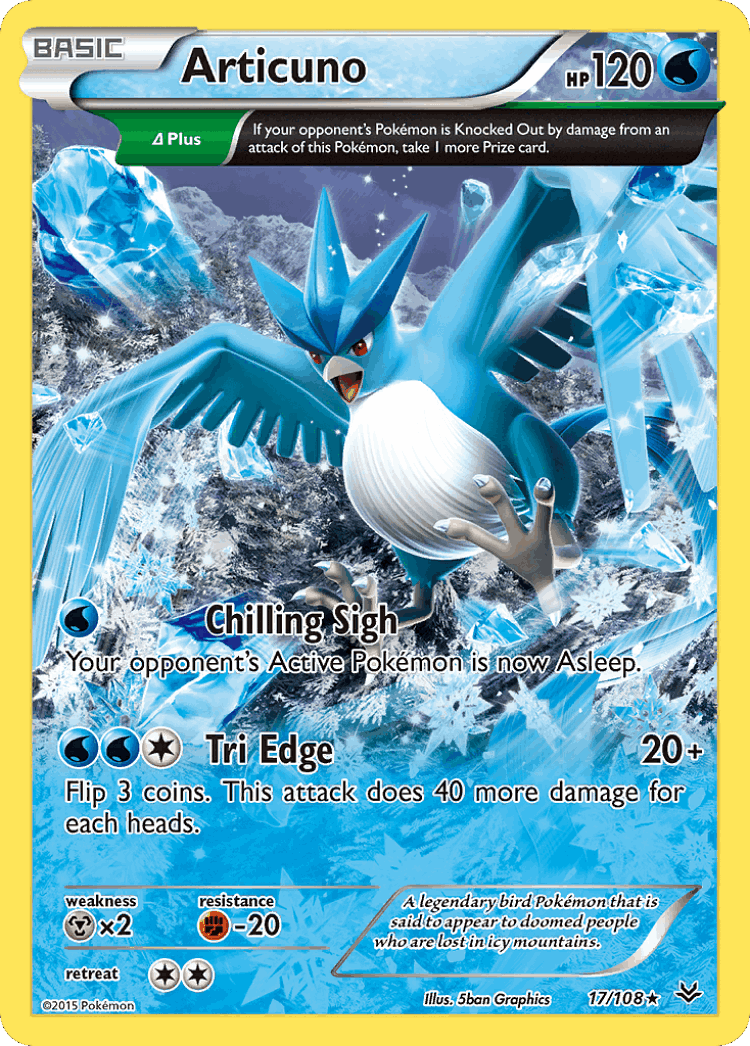 Articuno #17 from Roaring Skies - Rare - Illustrated by 5ban Graphics