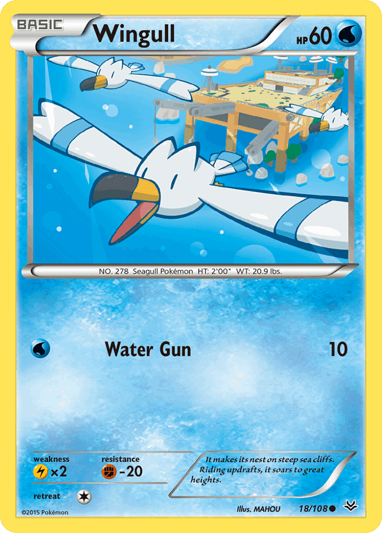 Wingull #18 from Roaring Skies - Common - Illustrated by MAHOU