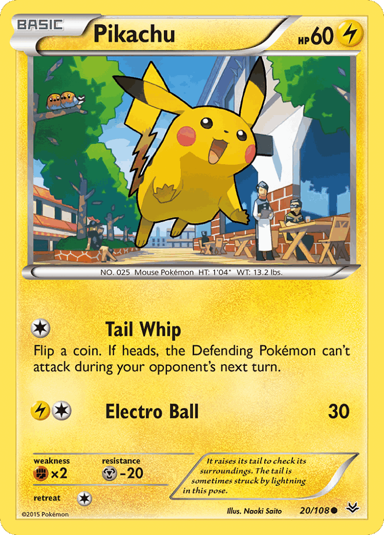 Pikachu #20 from Roaring Skies - Common - Illustrated by Naoki Saito