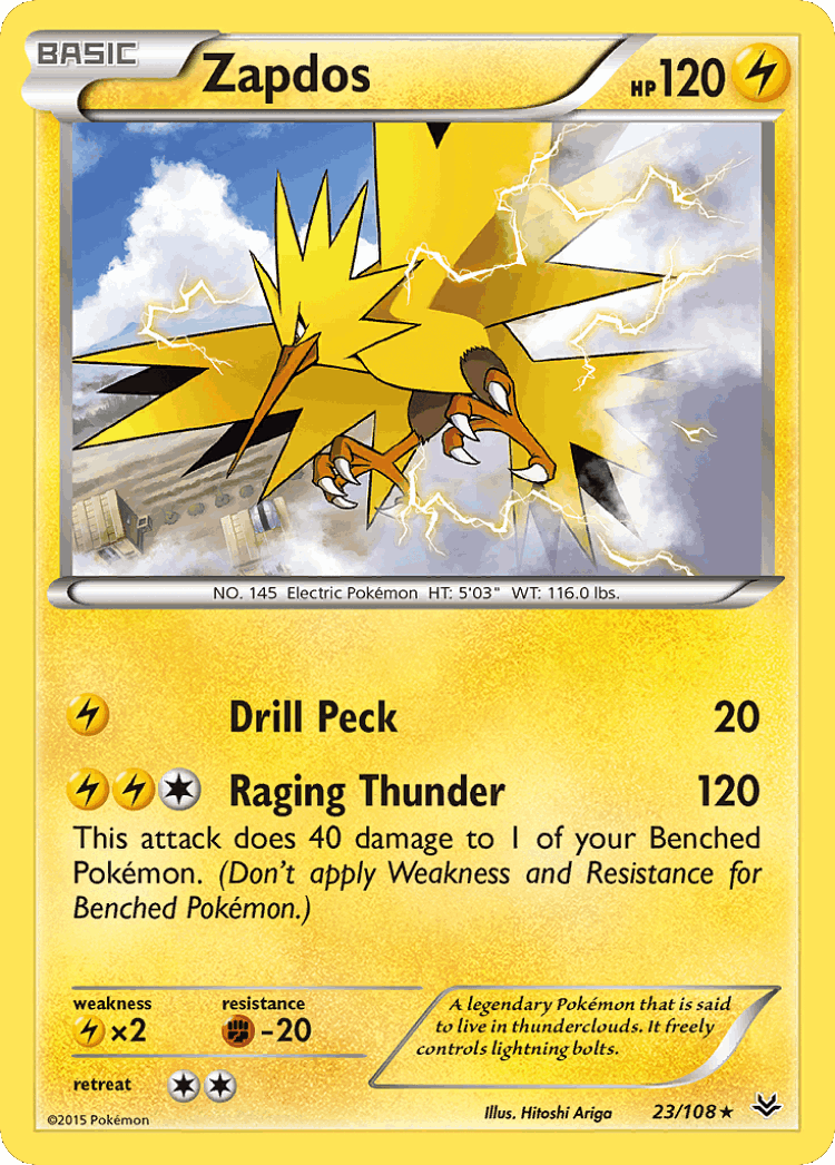 Zapdos #23 from Roaring Skies - Rare - Illustrated by Hitoshi Ariga