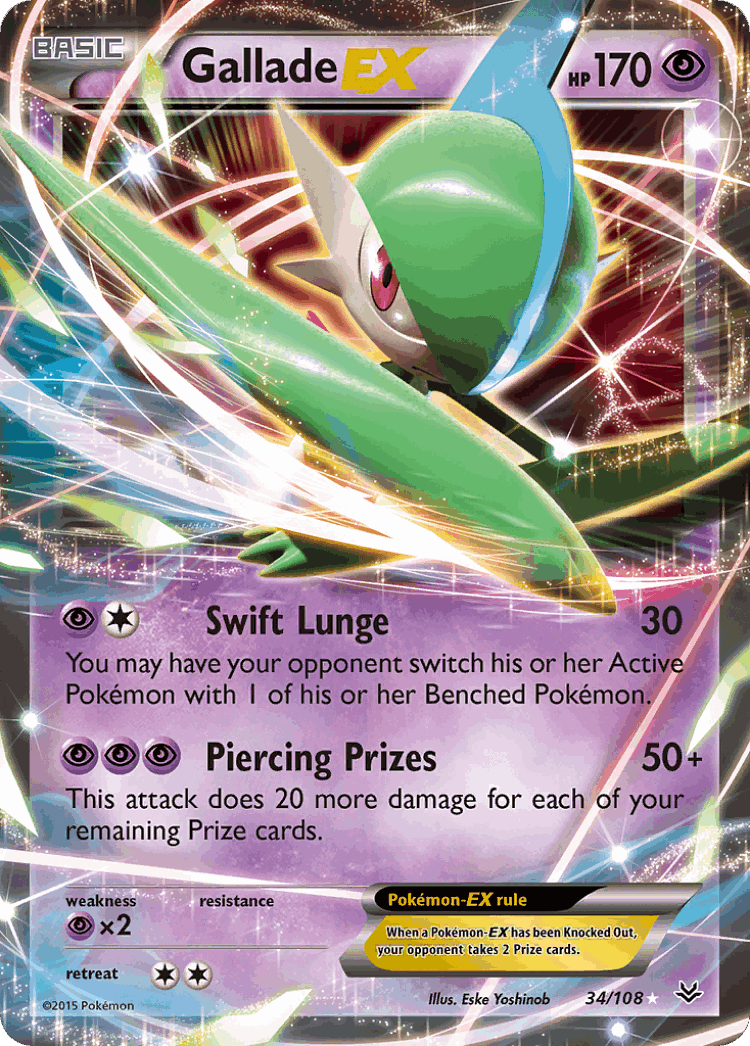 Gallade-EX #34 from Roaring Skies - Rare Holo EX - Illustrated by Eske Yoshinob