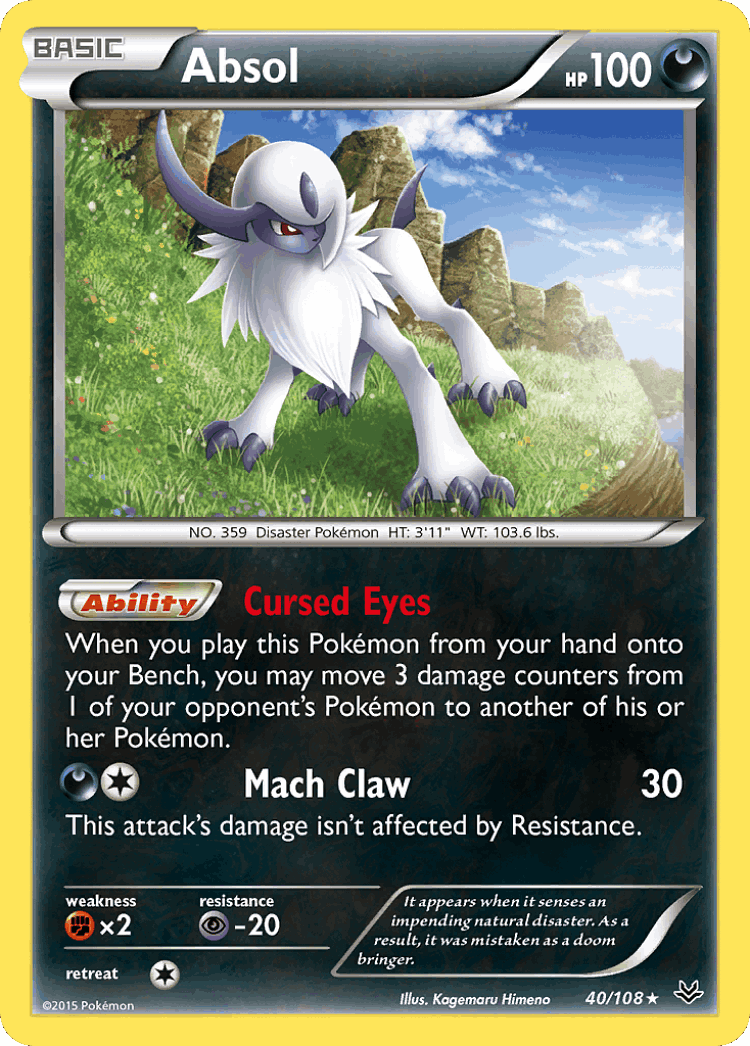 Absol #40 from Roaring Skies - Rare Holo - Illustrated by Kagemaru Himeno
