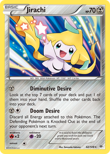 Jirachi #42 from Roaring Skies - Rare Holo - Illustrated by Sanosuke Sakuma