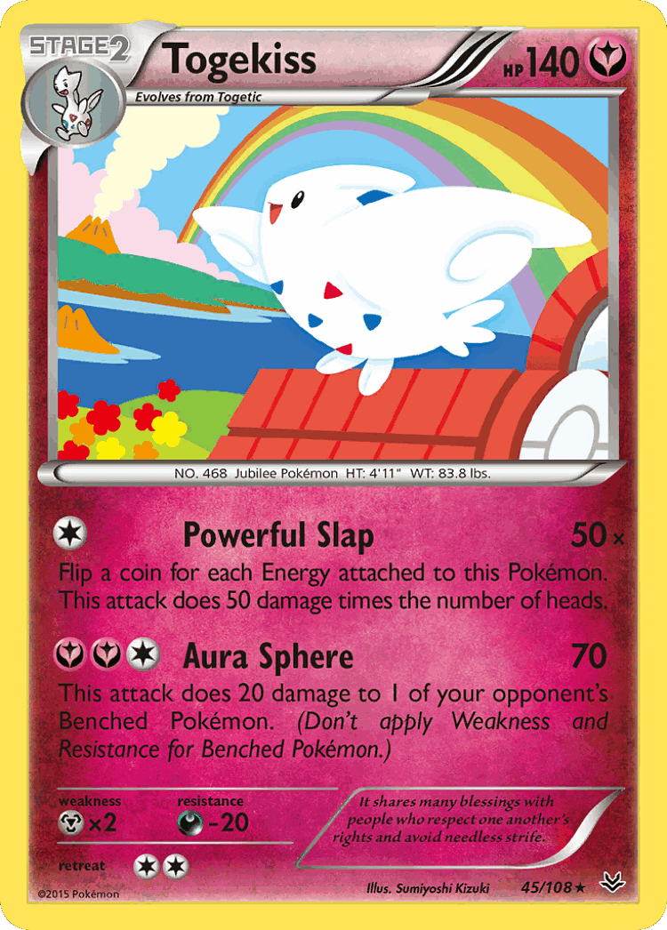 Togekiss #45 from Roaring Skies - Rare - Illustrated by Sumiyoshi Kizuki