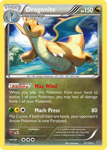 Dragonite #51 from Roaring Skies - Rare - Illustrated by kawayoo