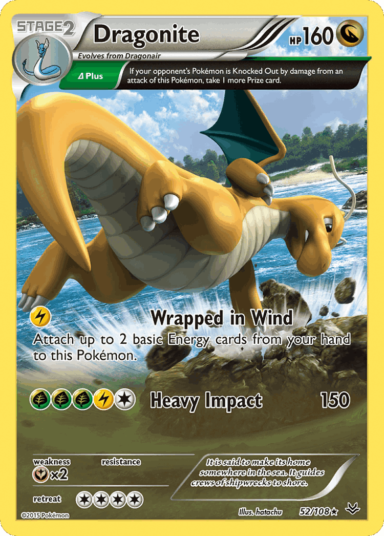Dragonite #52 from Roaring Skies - Rare Holo - Illustrated by hatachu