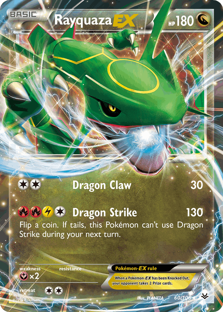 Rayquaza-EX #60 from Roaring Skies - Rare Holo EX - Illustrated by PLANETA
