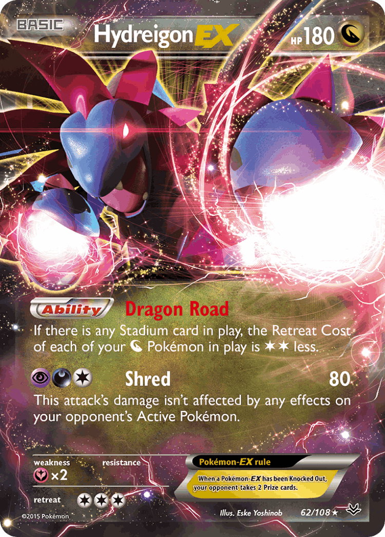 Hydreigon-EX #62 from Roaring Skies - Rare Holo EX - Illustrated by Eske Yoshinob