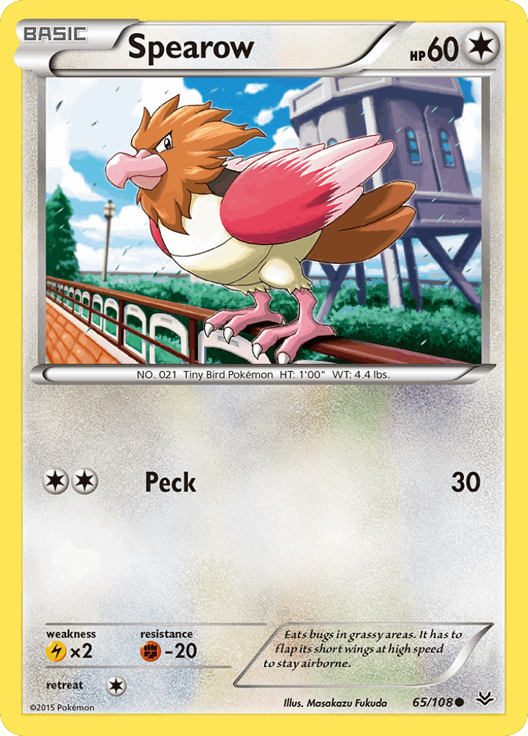 Spearow #65 from Roaring Skies - Common - Illustrated by Masakazu Fukuda