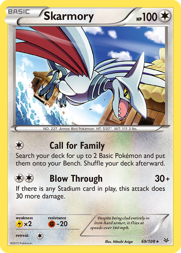 Skarmory #69 from Roaring Skies - Rare - Illustrated by Hitoshi Ariga