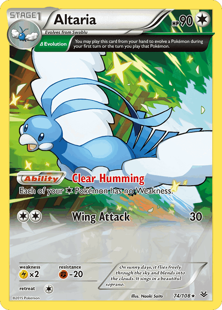 Altaria #74 from Roaring Skies - Rare - Illustrated by Naoki Saito