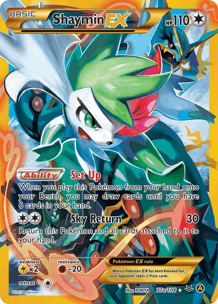 Shaymin-EX #77 from Roaring Skies - Rare Ultra - Illustrated by TOKIYA