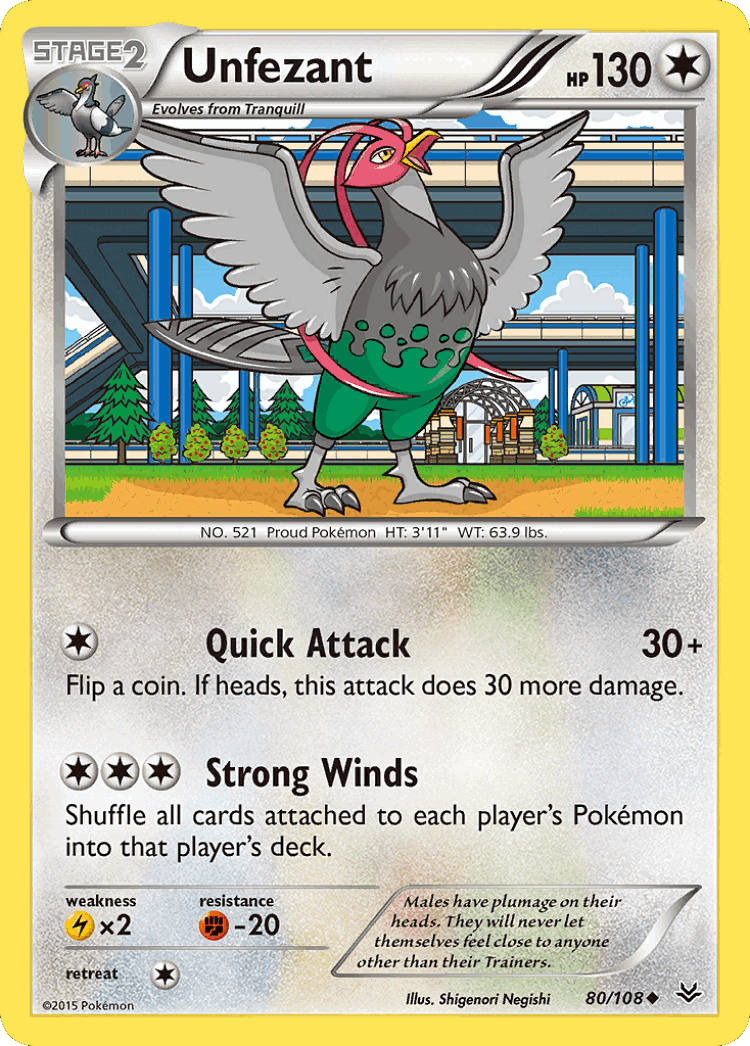 Unfezant #80 from Roaring Skies - Uncommon - Illustrated by Shigenori Negishi