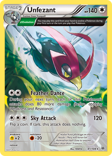 Unfezant #81 from Roaring Skies - Rare - Illustrated by TOKIYA