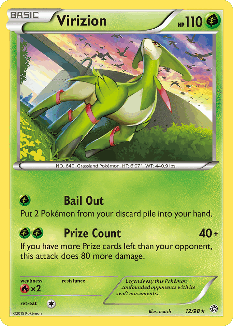 Virizion #12 from Ancient Origins - Rare Holo - Illustrated by match