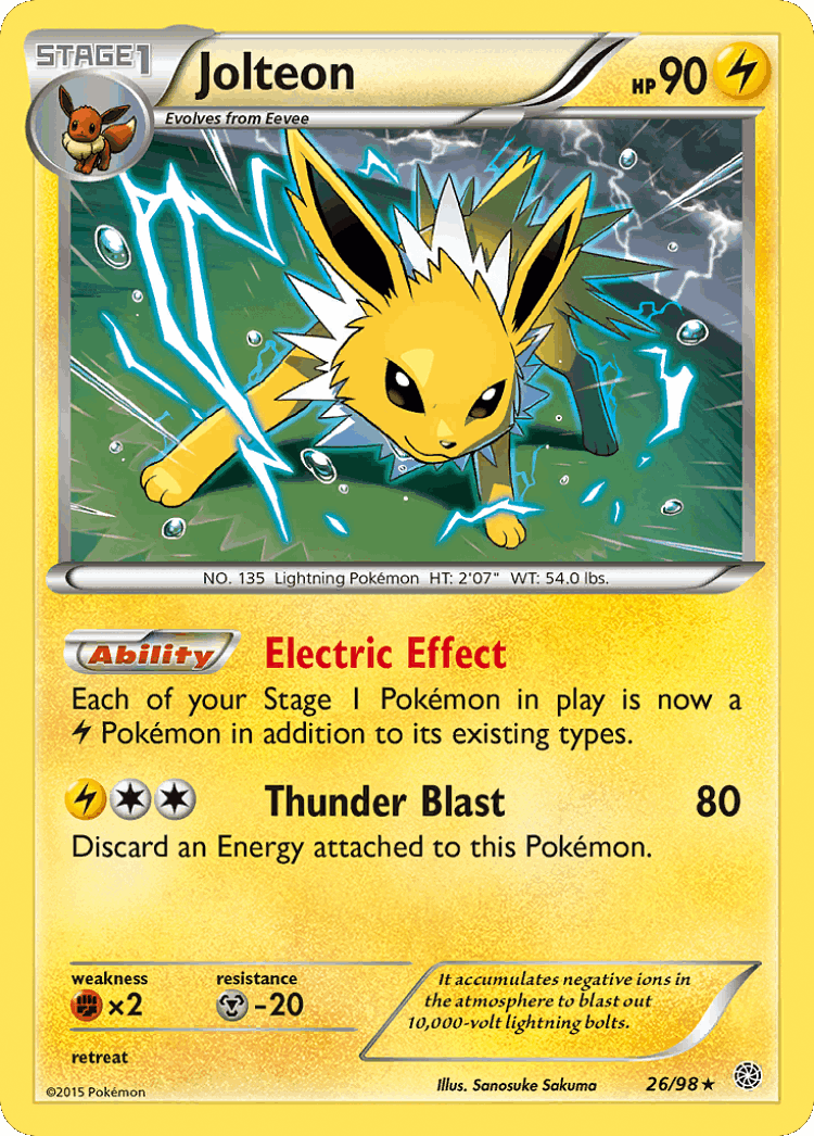 Jolteon #26 from Ancient Origins - Rare Holo - Illustrated by Sanosuke Sakuma