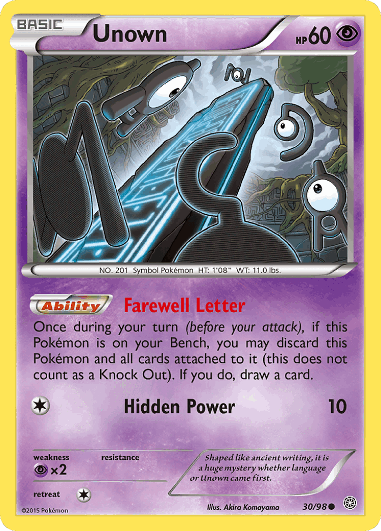 Unown #30 from Ancient Origins - Common - Illustrated by Akira Komayama