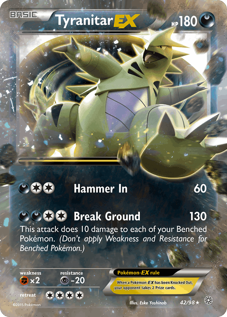 Tyranitar-EX #42 from Ancient Origins - Rare Holo EX - Illustrated by Eske Yoshinob