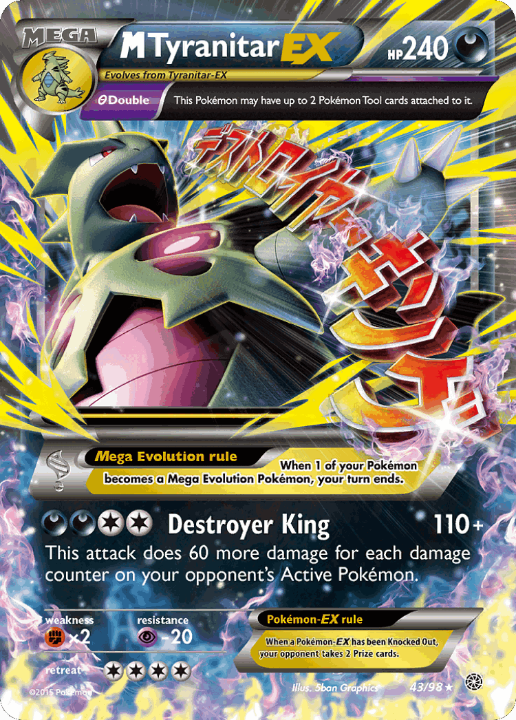 M Tyranitar-EX #43 from Ancient Origins - Rare Holo EX - Illustrated by 5ban Graphics