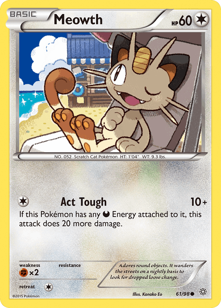 Meowth #61 from Ancient Origins - Common - Illustrated by Kanako Eo