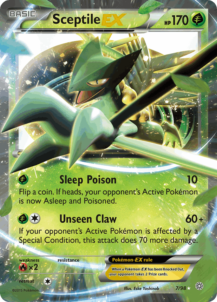 Sceptile-EX #7 from Ancient Origins - Rare Holo EX - Illustrated by Eske Yoshinob