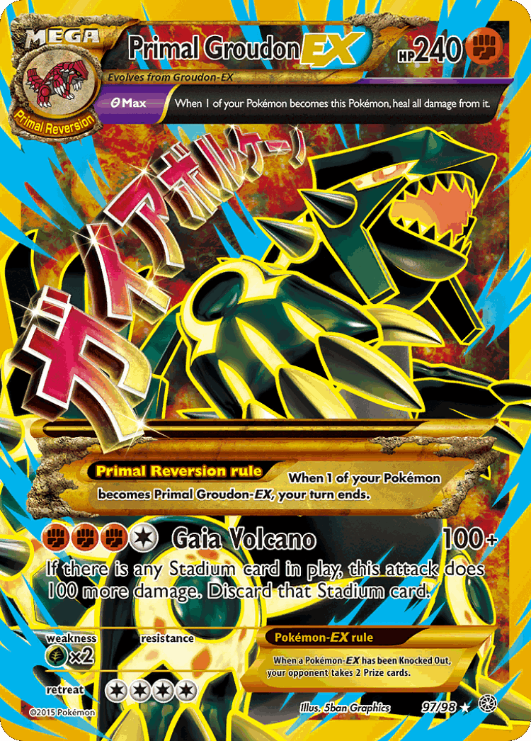 Primal Groudon-EX #97 from Ancient Origins - Rare Secret - Illustrated by 5ban Graphics