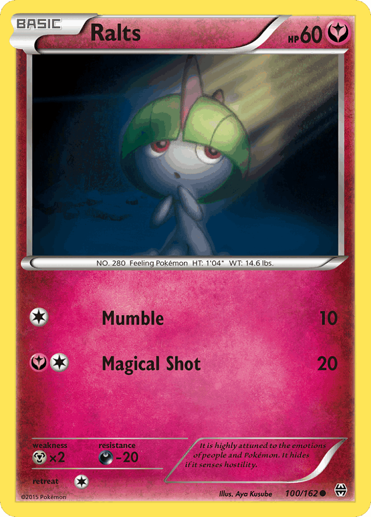 Ralts #100 from BREAKthrough - Common - Illustrated by Aya Kusube