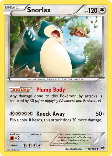 Snorlax #118 from BREAKthrough - Uncommon - Illustrated by Kouki Saitou