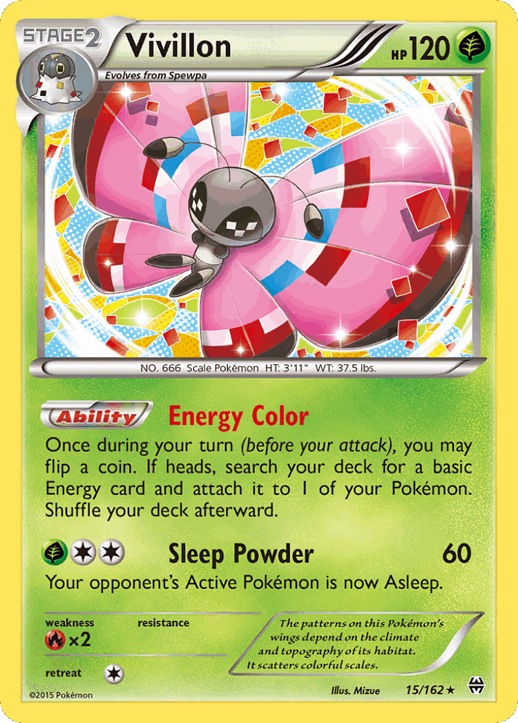 Vivillon #15 from BREAKthrough - Rare Holo - Illustrated by Mizue