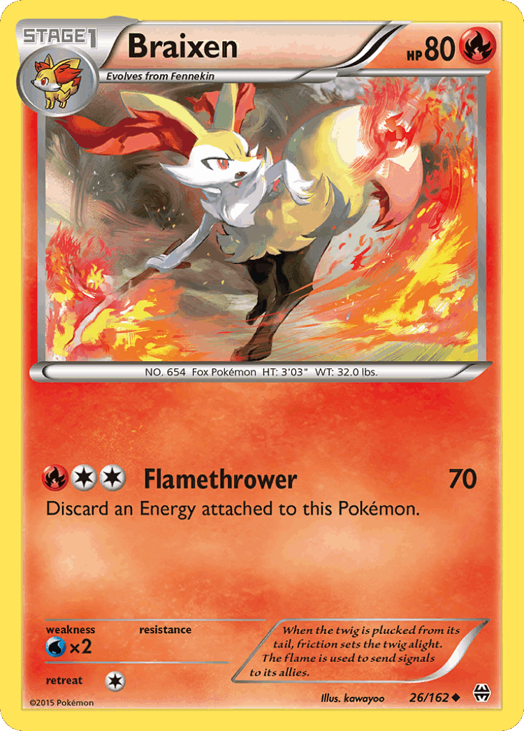 Braixen #26 from BREAKthrough - Uncommon - Illustrated by kawayoo