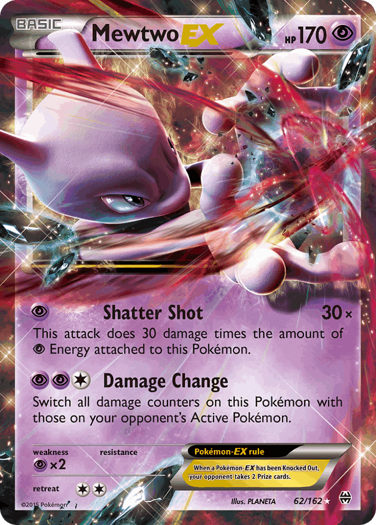 Mewtwo-EX #62 from BREAKthrough - Rare Holo EX - Illustrated by PLANETA