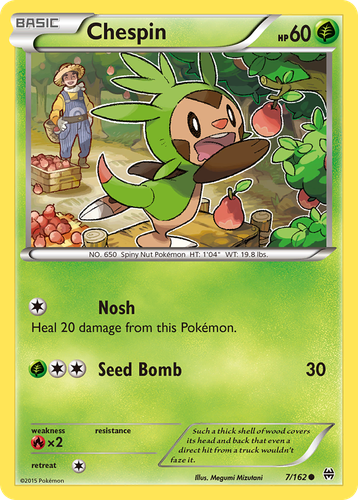 Chespin #7 from BREAKthrough - Common - Illustrated by Megumi Mizutani