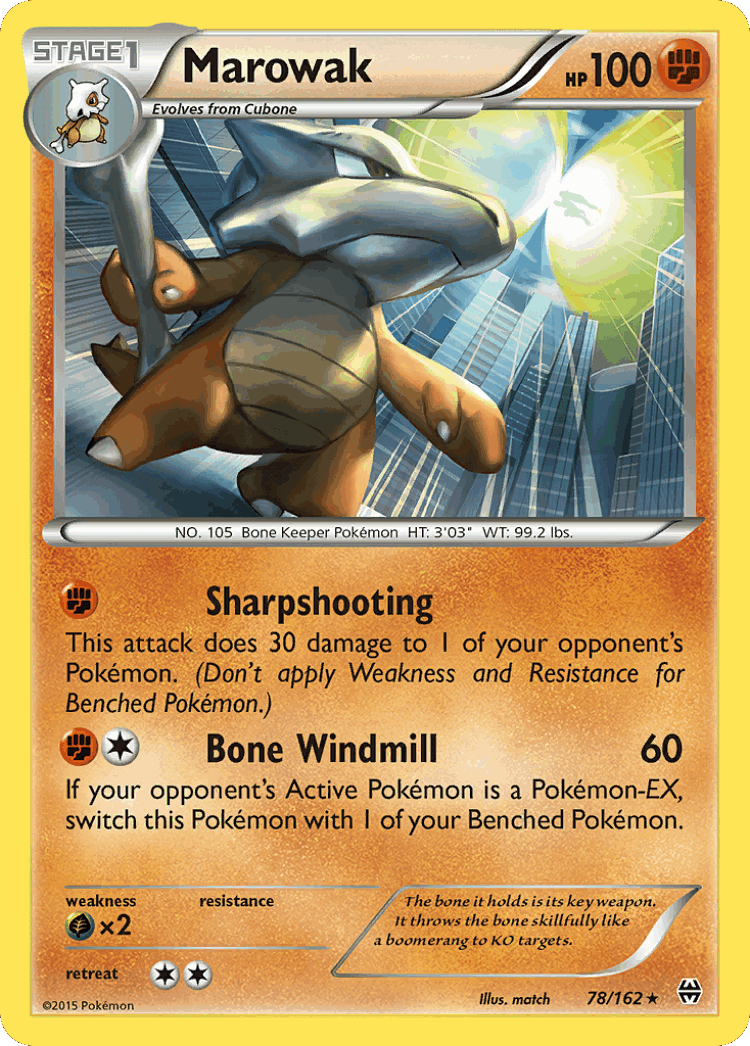 Marowak #78 from BREAKthrough - Rare - Illustrated by match