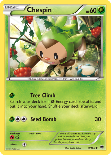 Chespin #9 from BREAKthrough - Common - Illustrated by Kouki Saitou