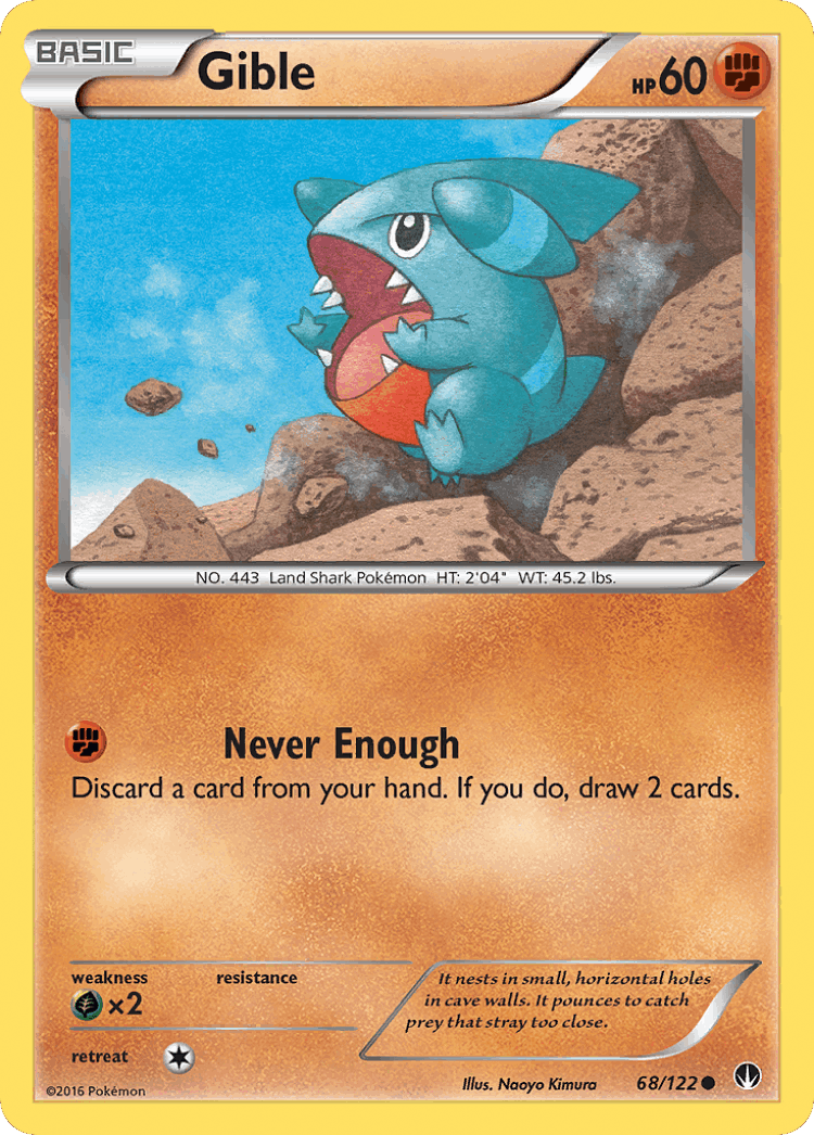 Gible #68 from BREAKpoint - Common - Illustrated by Naoyo Kimura