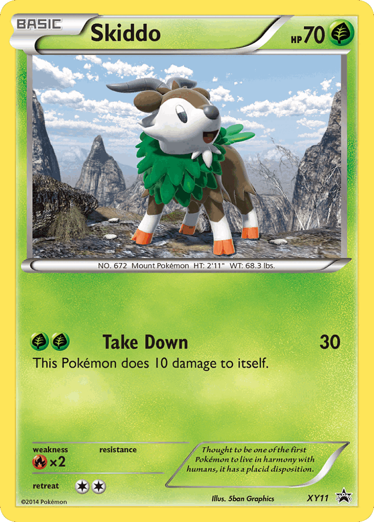 Skiddo #11 from XY Black Star Promos - Promo - Illustrated by 5ban Graphics