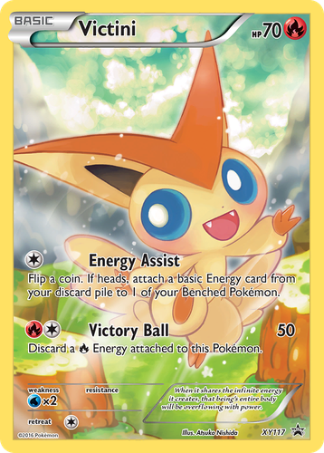 Victini #117 from XY Black Star Promos - Promo - Illustrated by Atsuko Nishida