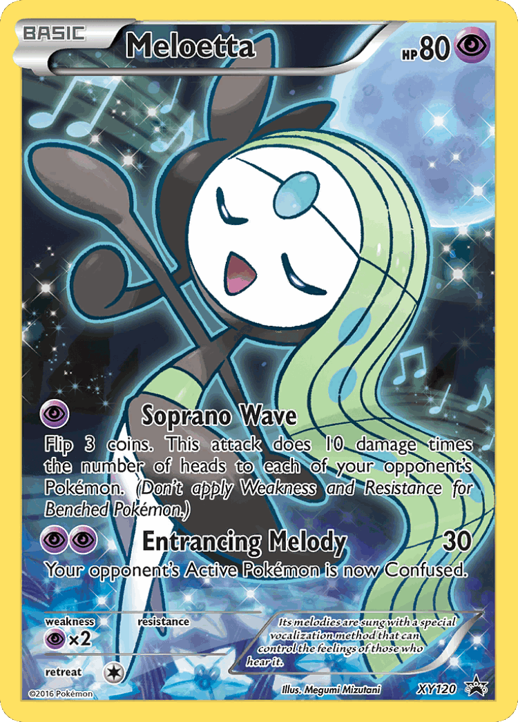 Meloetta #120 from XY Black Star Promos - Promo - Illustrated by Megumi Mizutani