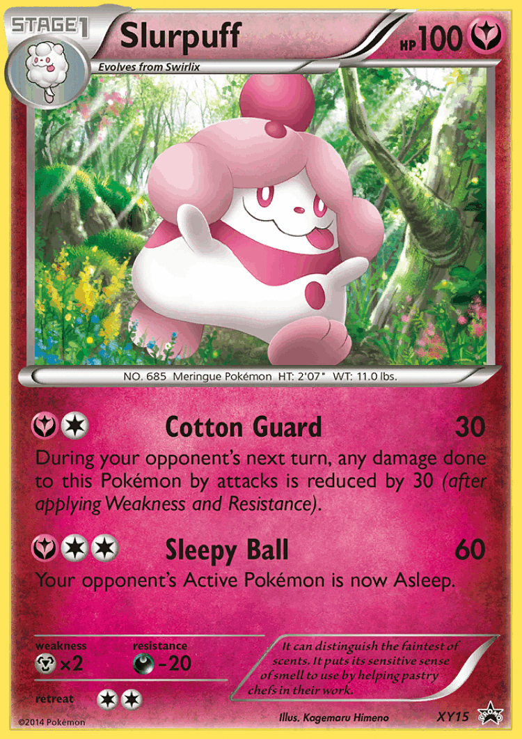Slurpuff #15 from XY Black Star Promos - Promo - Illustrated by Kagemaru Himeno