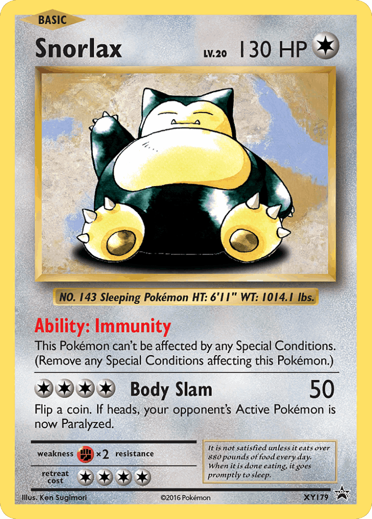 Snorlax #179 from XY Black Star Promos - Promo - Illustrated by Ken Sugimori