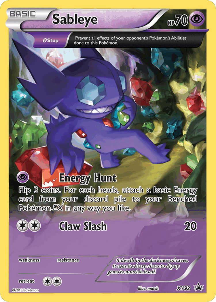 Sableye #92 from XY Black Star Promos - Promo - Illustrated by match